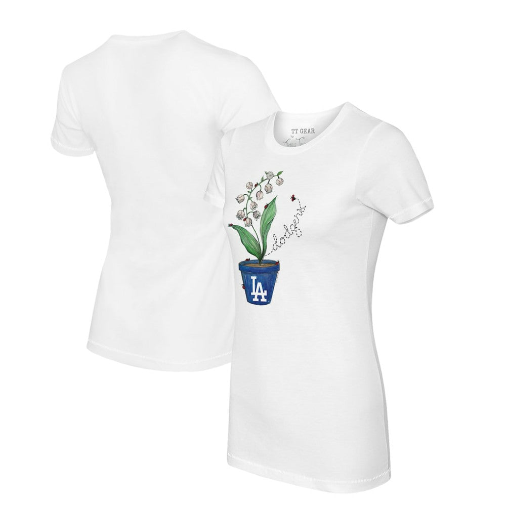 Los Angeles Dodgers Tiny Turnip Women's Lilies & Ladybugs T-Shirt - White T-shirts