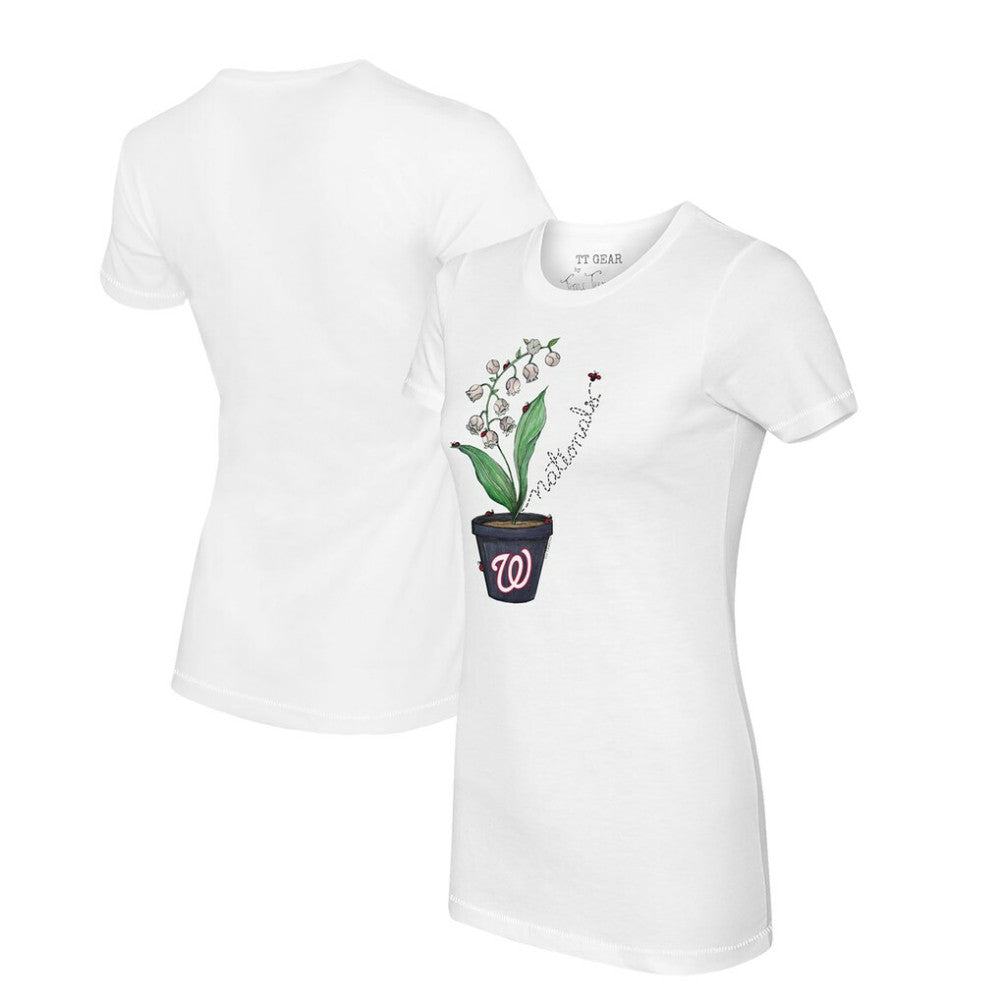 Washington Nationals Tiny Turnip Women's Lilies & Ladybugs T-Shirt - White T-shirts