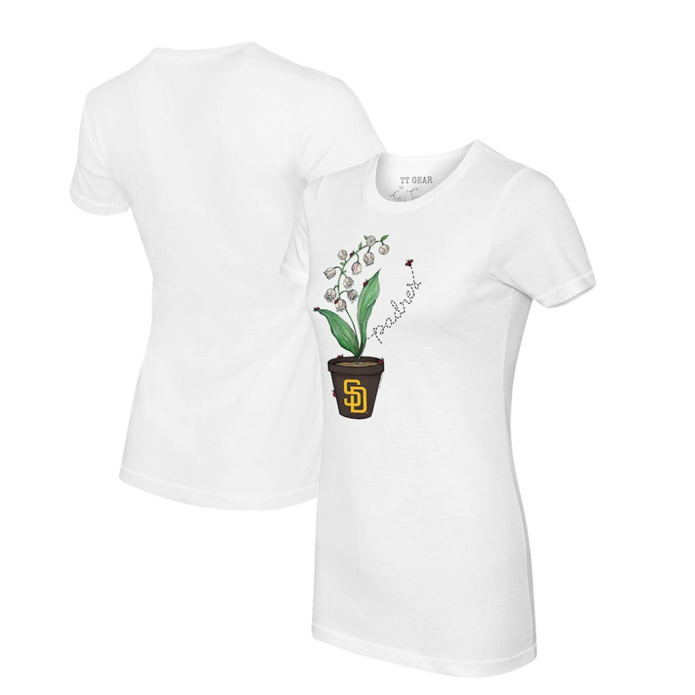 San Diego Padres Tiny Turnip Women's Lilies & Ladybugs T-Shirt - White T-shirts