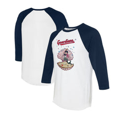 Cleveland Guardians Tiny Turnip Unisex Mermaid 3/4-Sleeve Raglan T-Shirt - White/Navy T-shirts