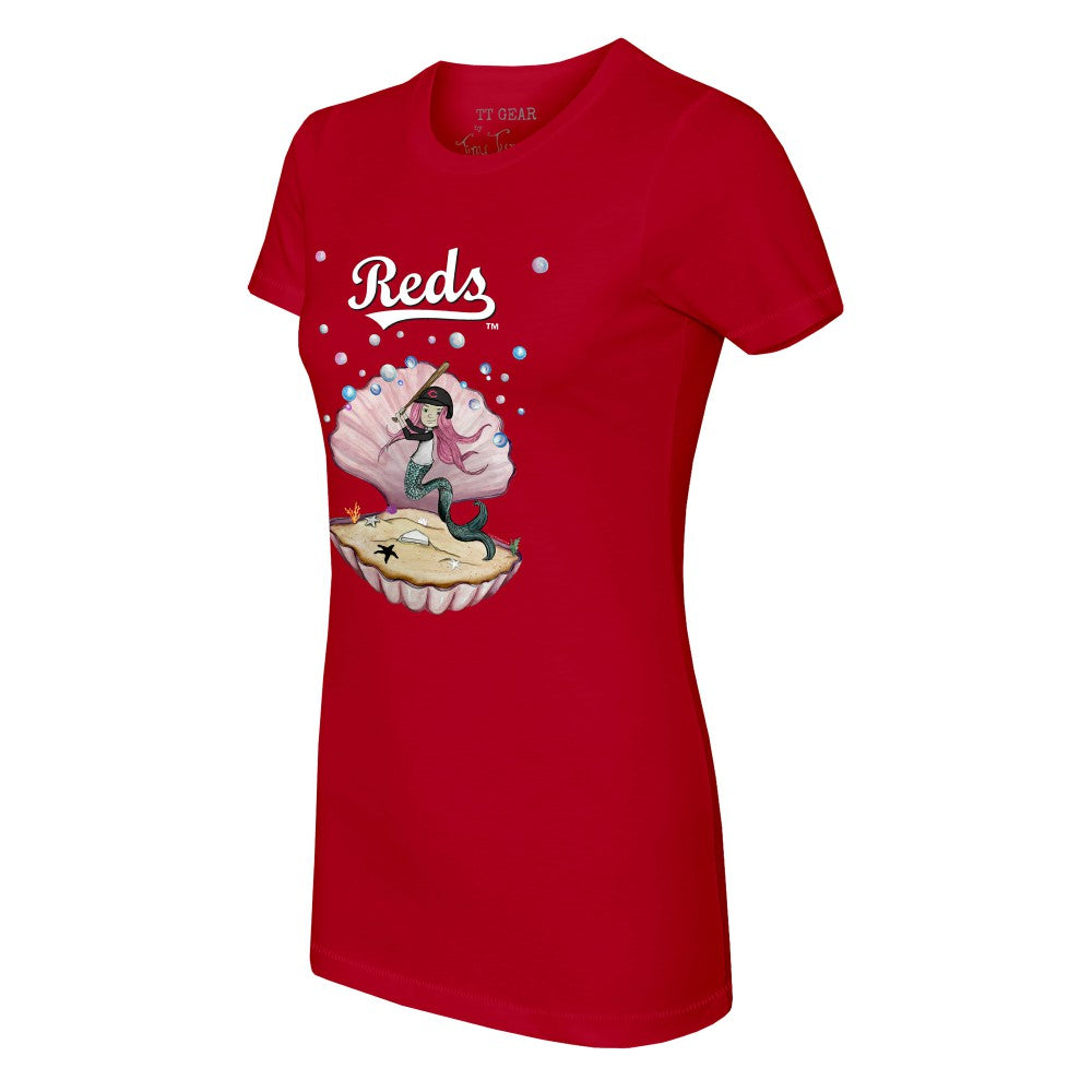 Cincinnati Reds Tiny Turnip Women's Mermaid T-Shirt - Red T-shirts