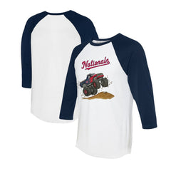 Washington Nationals Tiny Turnip Unisex Monster Truck 3/4-Sleeve Raglan T-Shirt - White/Navy T-shirts