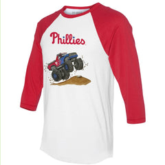 Philadelphia Phillies Tiny Turnip Unisex Monster Truck 3/4-Sleeve Raglan T-Shirt - White/Red T-shirts