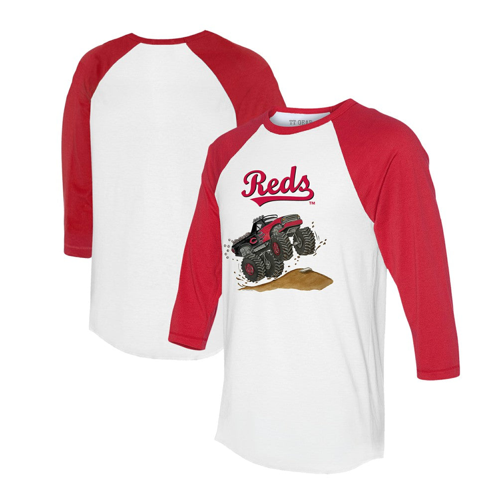 Cincinnati Reds Tiny Turnip Unisex Monster Truck 3/4-Sleeve Raglan T-Shirt - White/Red T-shirts