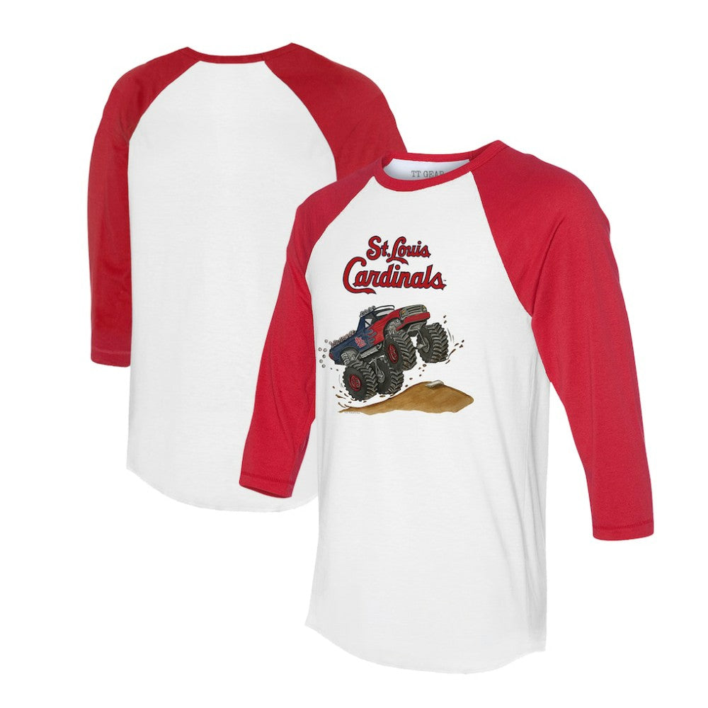 St. Louis Cardinals Tiny Turnip Unisex Monster Truck 3/4-Sleeve Raglan T-Shirt - White/Red T-shirts