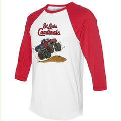 St. Louis Cardinals Tiny Turnip Unisex Monster Truck 3/4-Sleeve Raglan T-Shirt - White/Red T-shirts