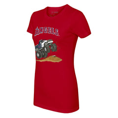 Los Angeles Angels Tiny Turnip Women's Monster Truck T-Shirt - Red T-shirts
