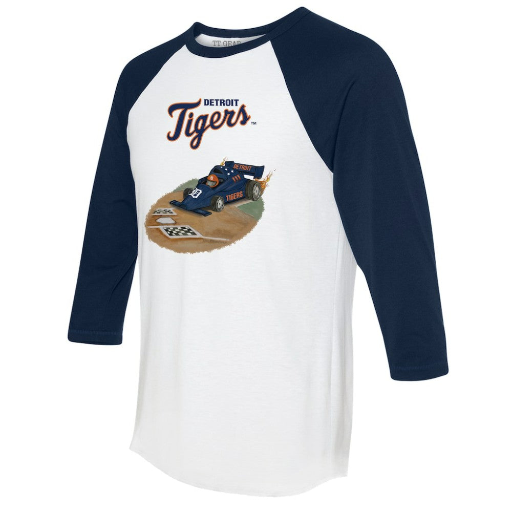 Detroit Tigers Tiny Turnip Unisex Race Car 3/4-Sleeve Raglan T-Shirt - White/Navy T-shirts