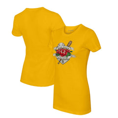 San Diego Padres Tiny Turnip Women's Tattoo Rose T-Shirt - Gold T-shirts