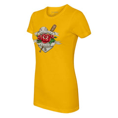 San Diego Padres Tiny Turnip Women's Tattoo Rose T-Shirt - Gold T-shirts
