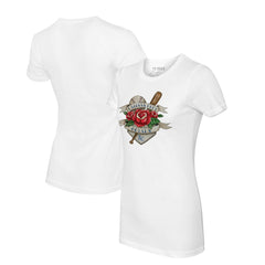 Kansas City Royals Tiny Turnip Women's Tattoo Rose T-Shirt - White T-shirts
