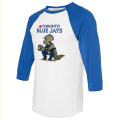 Toronto Blue Jays Tiny Turnip Unisex Triceratops 3/4-Sleeve Raglan T-Shirt - White/Royal T-shirts