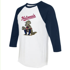 Washington Nationals Tiny Turnip Unisex Triceratops 3/4-Sleeve Raglan T-Shirt - White/Navy T-shirts