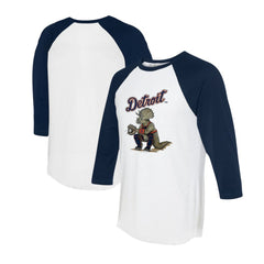 Detroit Tigers Tiny Turnip Unisex Triceratops 3/4-Sleeve Raglan T-Shirt - White/Navy T-shirts