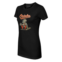 Baltimore Orioles Tiny Turnip Women's Triceratops T-Shirt - Black T-shirts