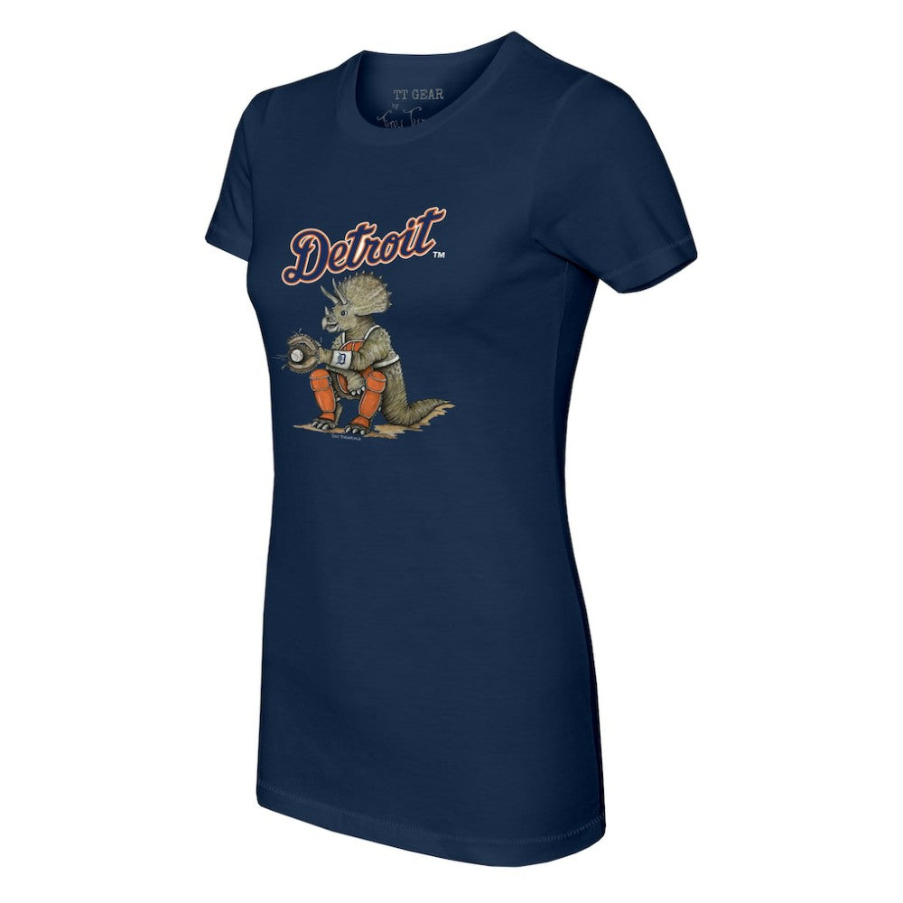 Detroit Tigers Tiny Turnip Women's Triceratops T-Shirt - Navy T-shirts
