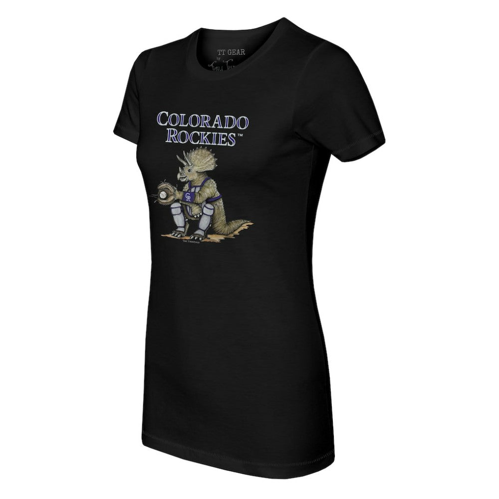 Colorado Rockies Tiny Turnip Women's Triceratops T-Shirt - Black T-shirts