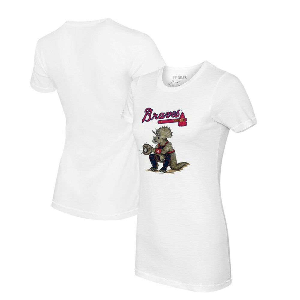 Atlanta Braves Tiny Turnip Women's Triceratops T-Shirt - White T-shirts