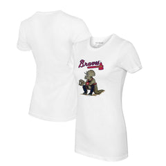 Atlanta Braves Tiny Turnip Women's Triceratops T-Shirt - White T-shirts