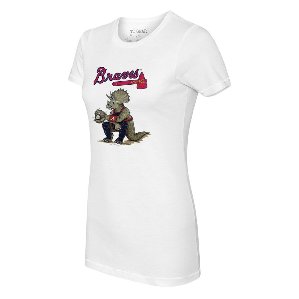Atlanta Braves Tiny Turnip Women's Triceratops T-Shirt - White T-shirts