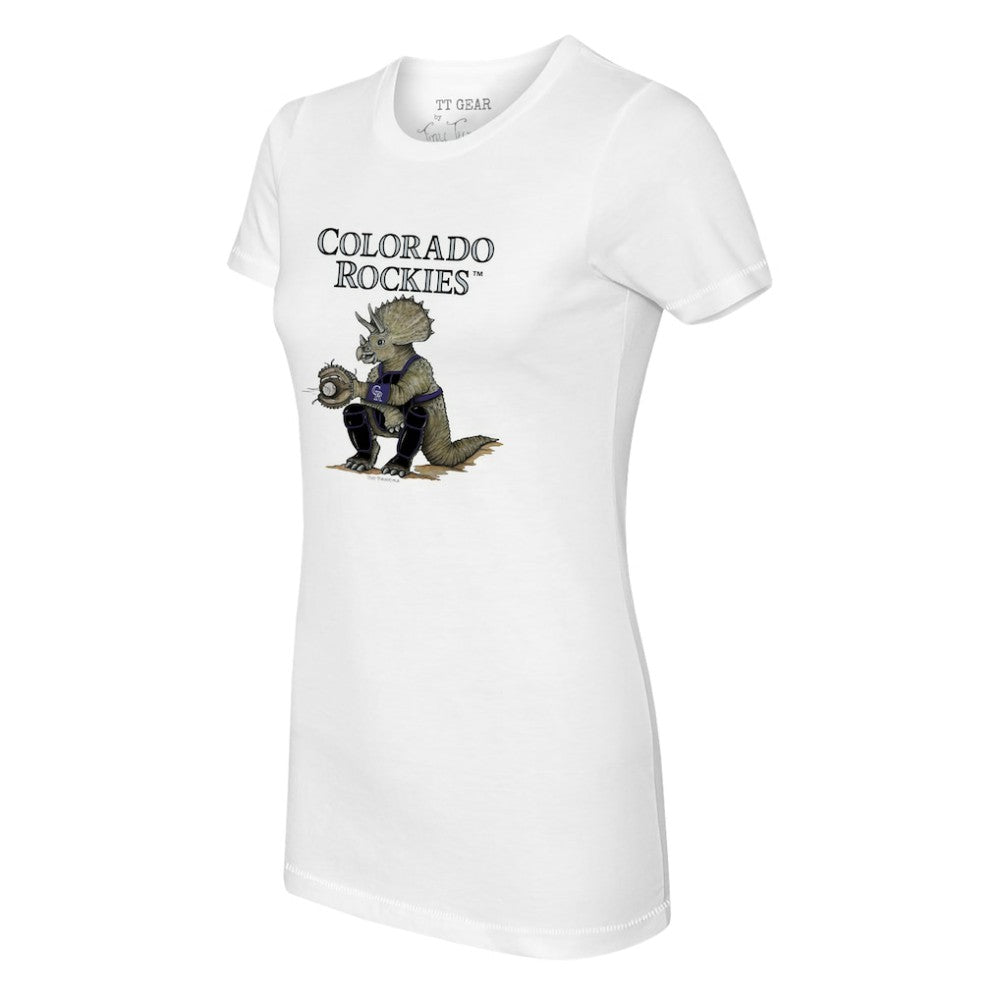 Colorado Rockies Tiny Turnip Women's Triceratops T-Shirt - White T-shirts