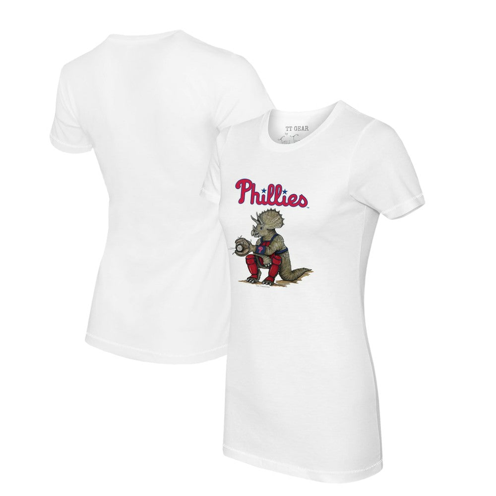 Philadelphia Phillies Tiny Turnip Women's Triceratops T-Shirt - White T-shirts