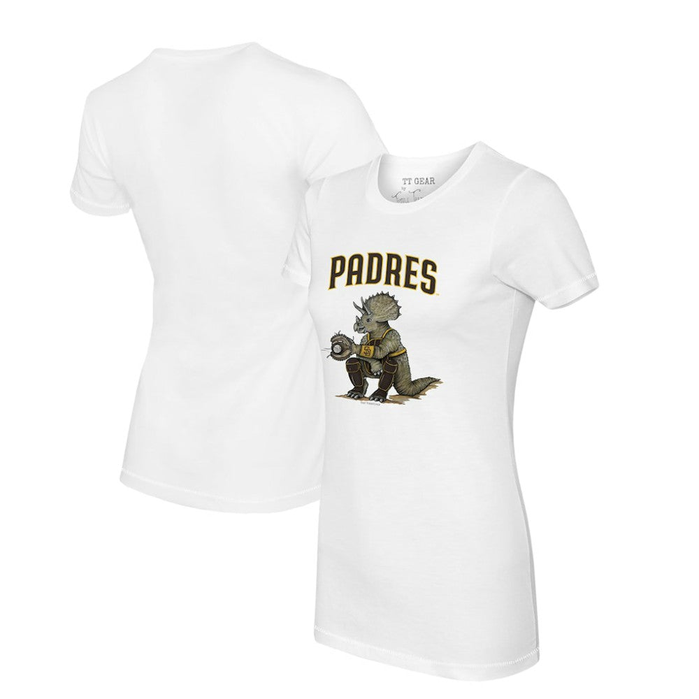San Diego Padres Tiny Turnip Women's Triceratops T-Shirt - White T-shirts
