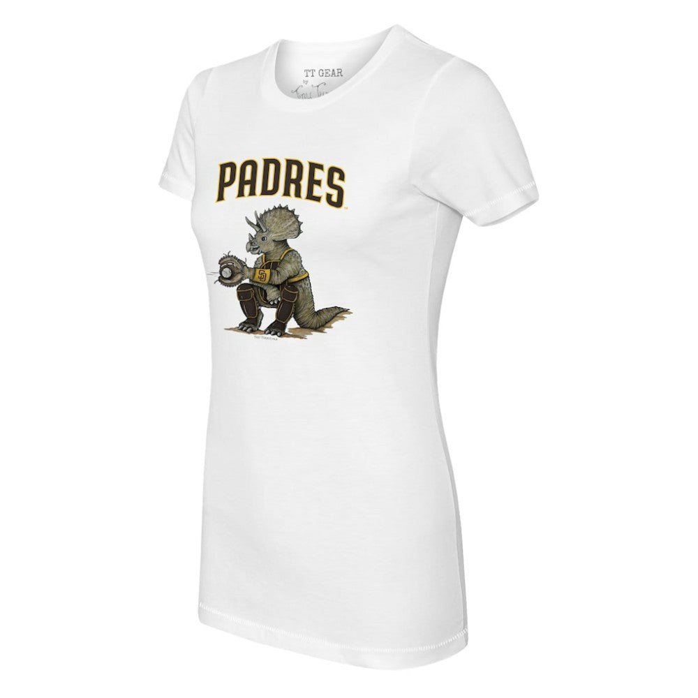 San Diego Padres Tiny Turnip Women's Triceratops T-Shirt - White T-shirts
