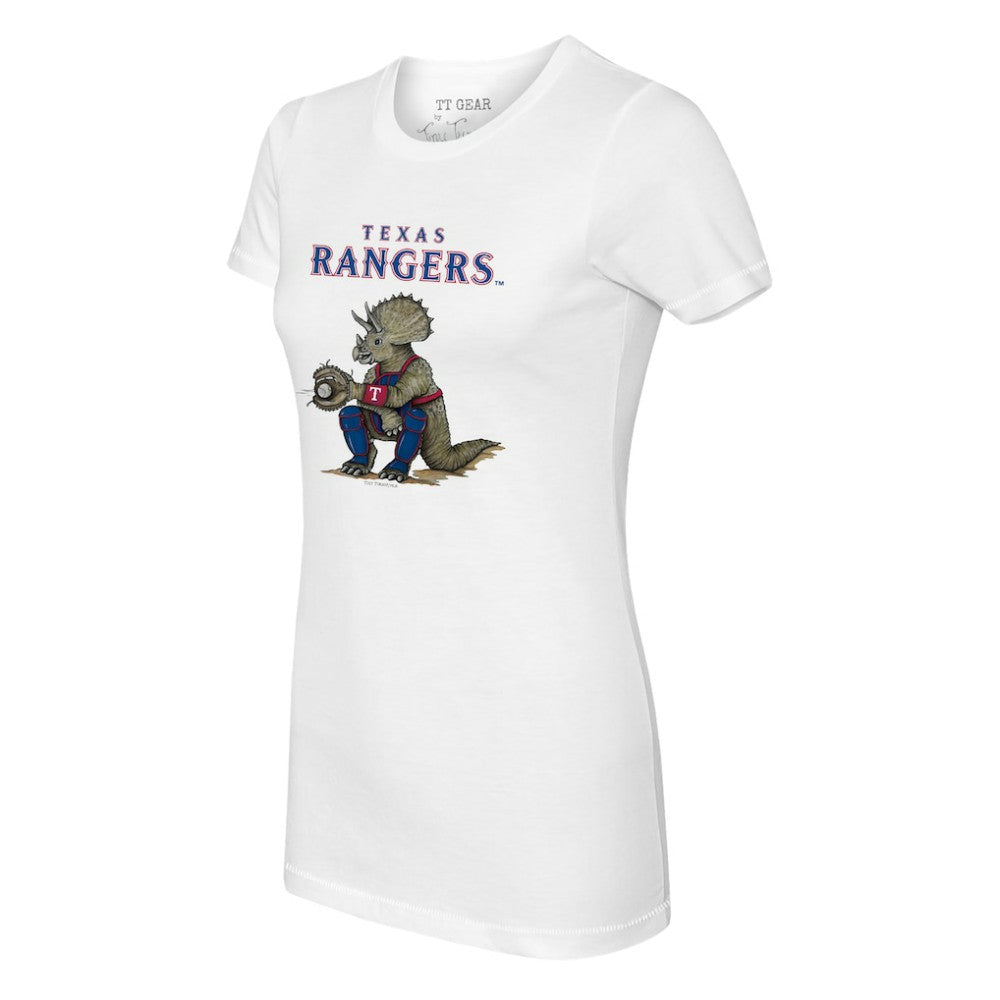 Texas Rangers Tiny Turnip Women's Triceratops T-Shirt - White T-shirts