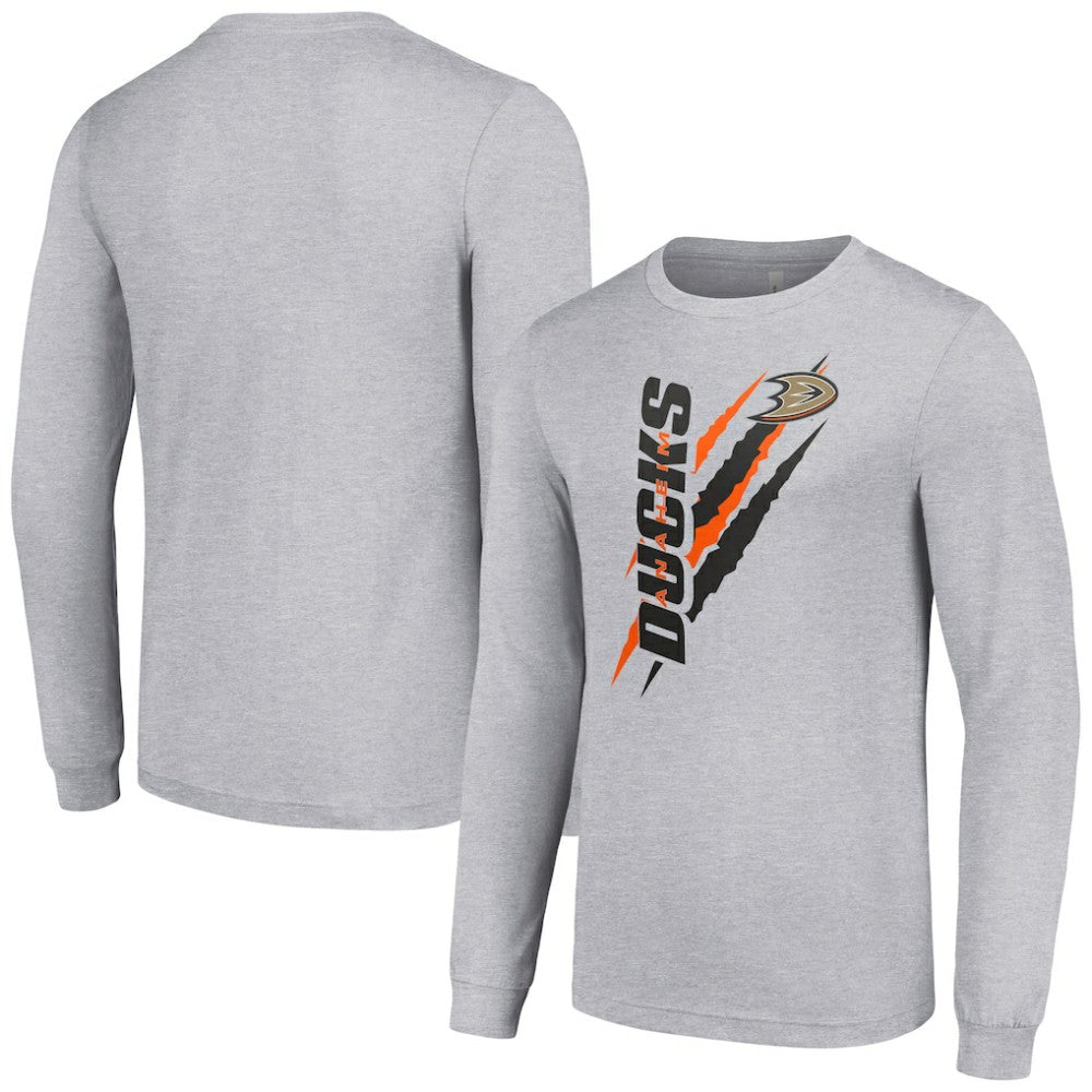 Anaheim Ducks Starter Color Scratch Long-Sleeve T-Shirt - Heather Gray | US 201074616