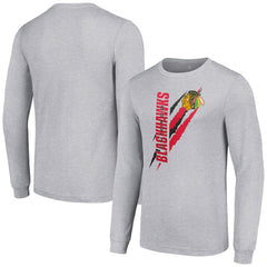 Chicago Blackhawks Starter Color Scratch Long-Sleeve T-Shirt - Heather Gray | US 201074622