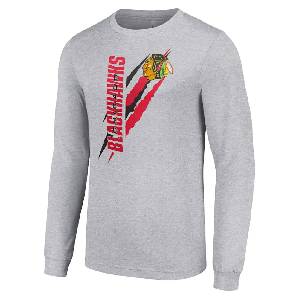 Chicago Blackhawks Starter Color Scratch Long-Sleeve T-Shirt - Heather Gray | US 201074622