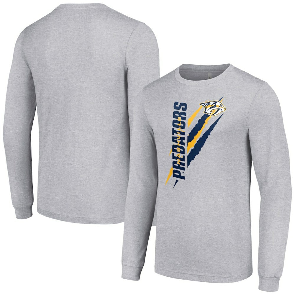 Nashville Predators Starter Color Scratch Long-Sleeve T-Shirt - Heather Gray | US 201074632