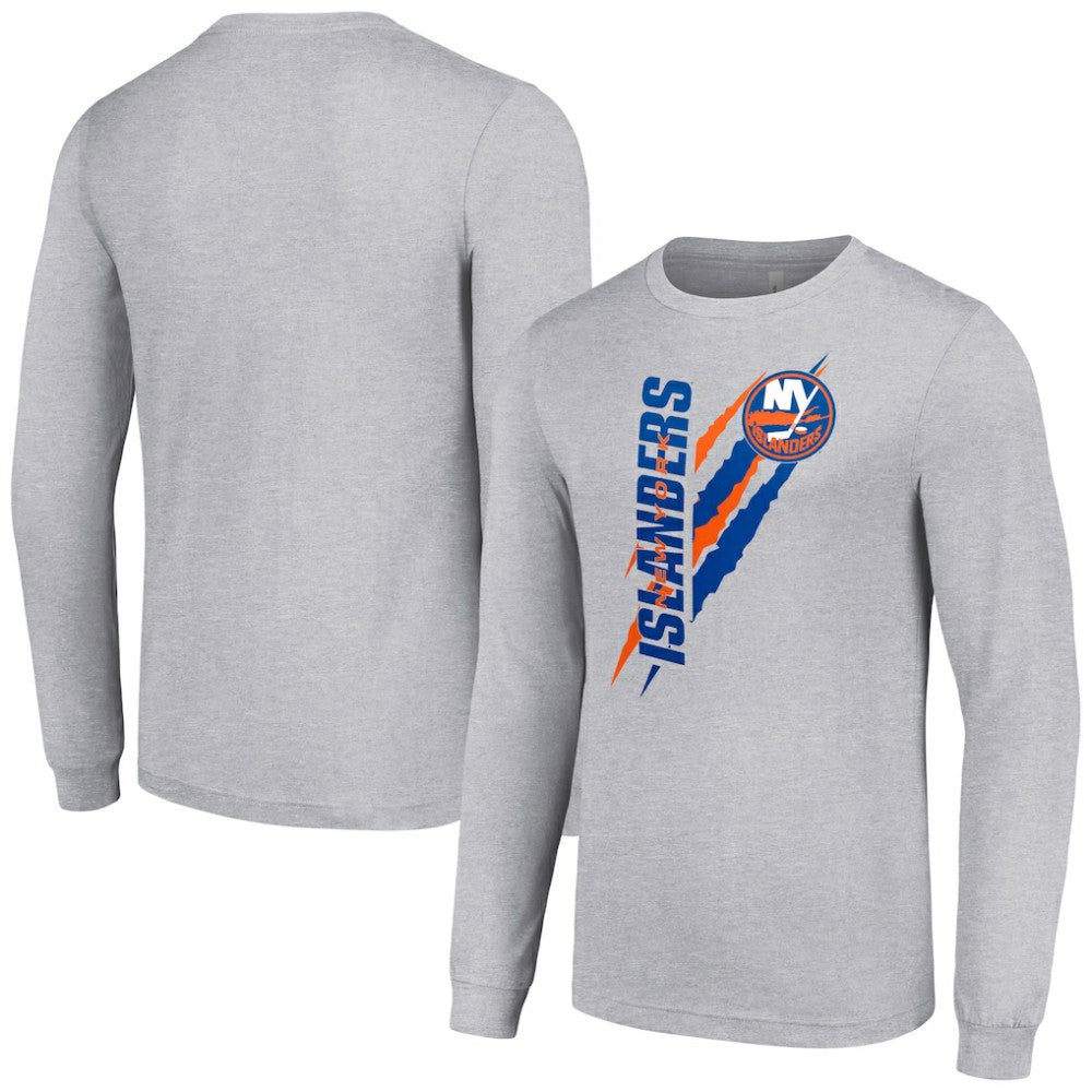 New York Islanders Starter Color Scratch Long-Sleeve T-Shirt - Heather Gray | US 201074634