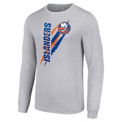 New York Islanders Starter Color Scratch Long-Sleeve T-Shirt - Heather Gray | US 201074634