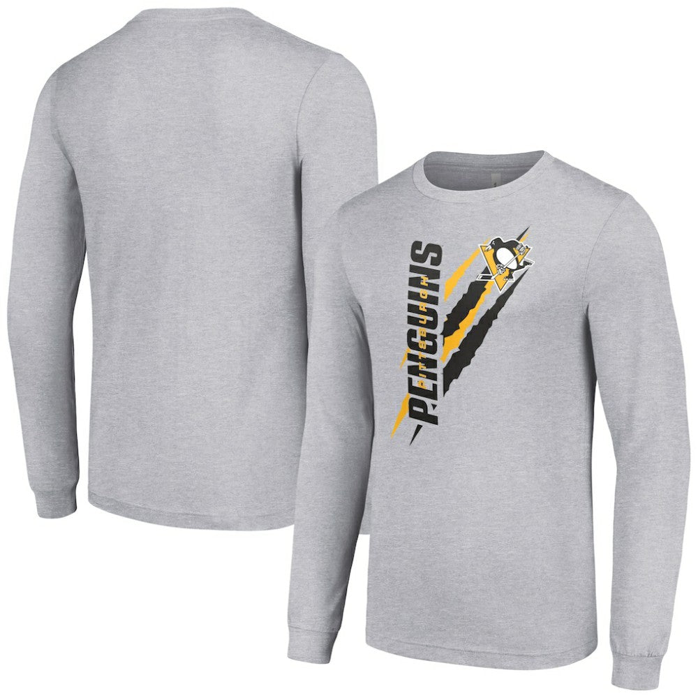 Pittsburgh Penguins Starter Color Scratch Long-Sleeve T-Shirt - Heather Gray | US 201074644
