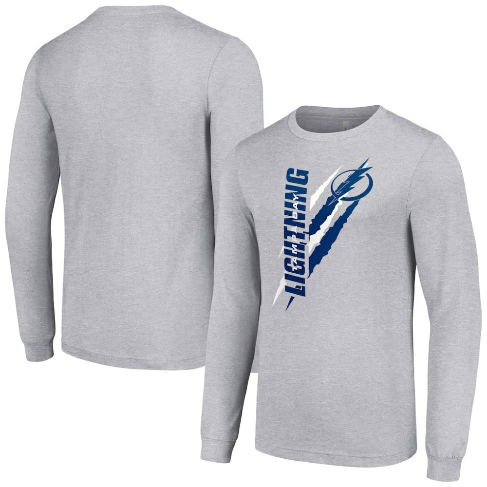 Tampa Bay Lightning Starter Color Scratch Long-Sleeve T-Shirt - Heather Gray | US 201074653