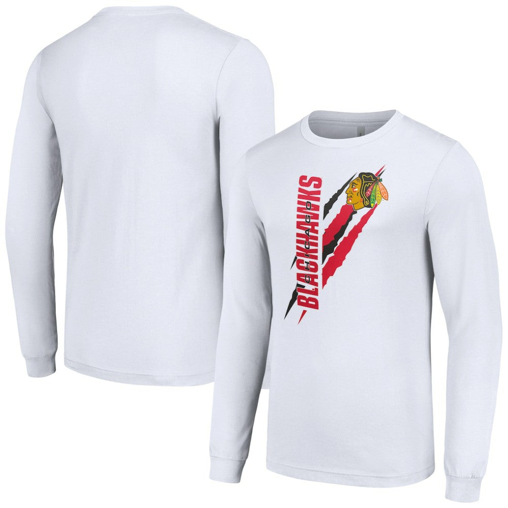 Chicago Blackhawks Starter Color Scratch Long-Sleeve T-Shirt - White | US 201074663