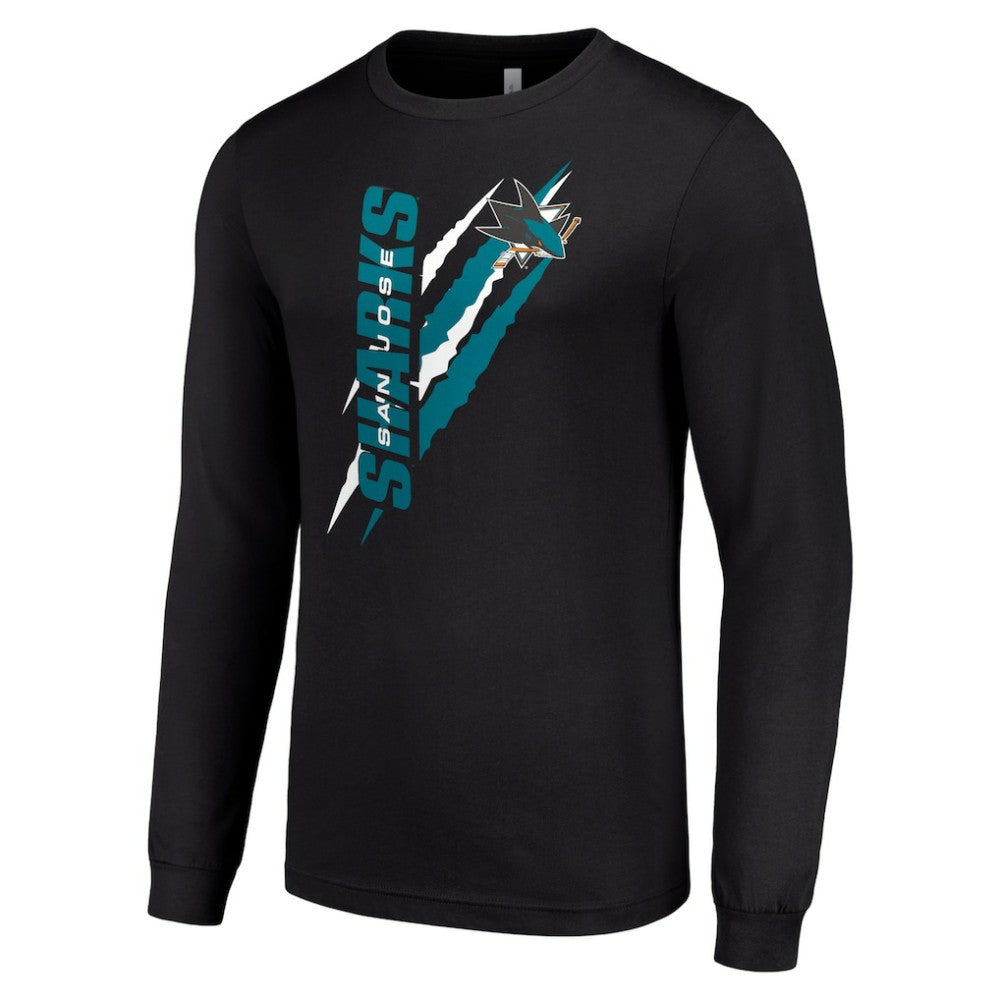 San Jose Sharks Starter Color Scratch Long-Sleeve T-Shirt - Black | US 201074684
