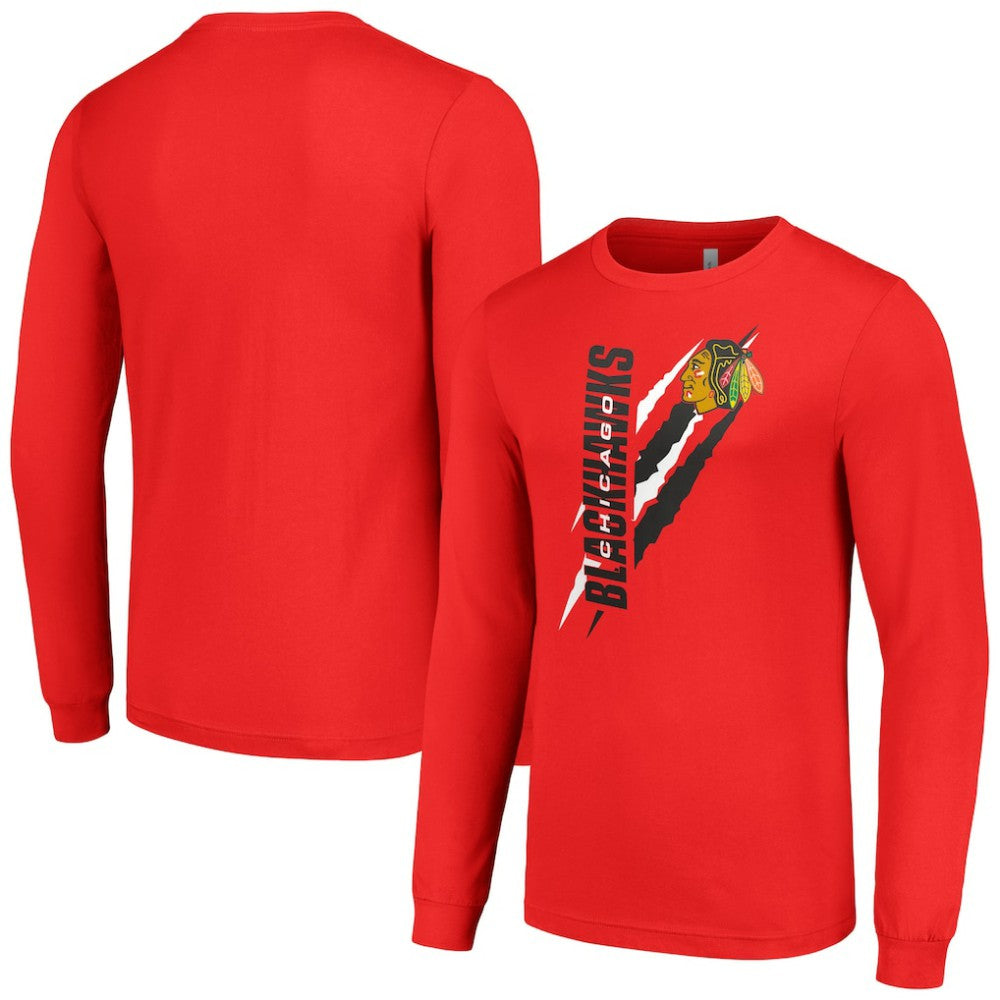 Chicago Blackhawks Starter Color Scratch Long-Sleeve T-Shirt - Red | US 201074693