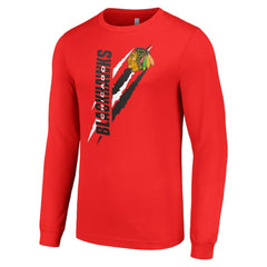 Chicago Blackhawks Starter Color Scratch Long-Sleeve T-Shirt - Red | US 201074693