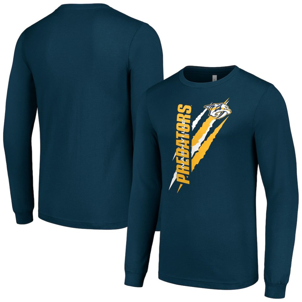 Nashville Predators Starter Color Scratch Long-Sleeve T-Shirt - Navy | US 201074711