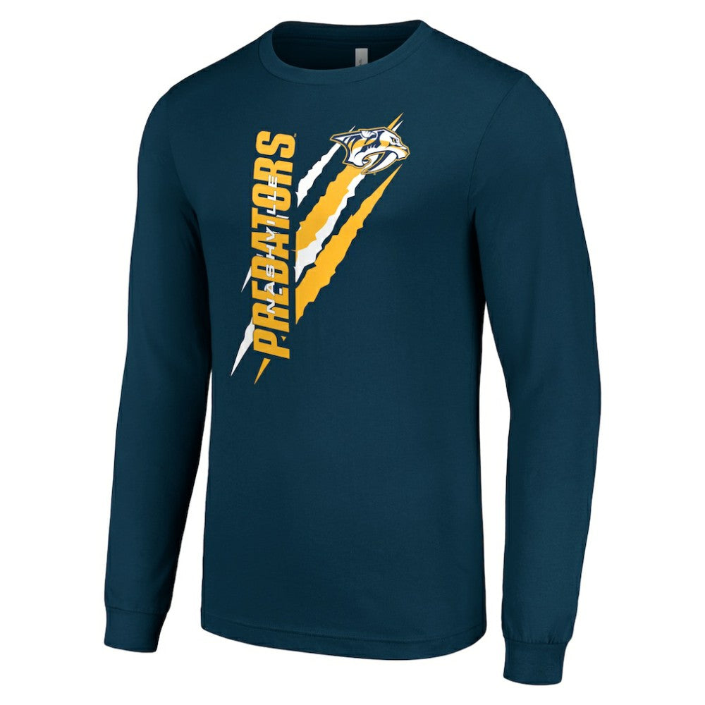 Nashville Predators Starter Color Scratch Long-Sleeve T-Shirt - Navy | US 201074711