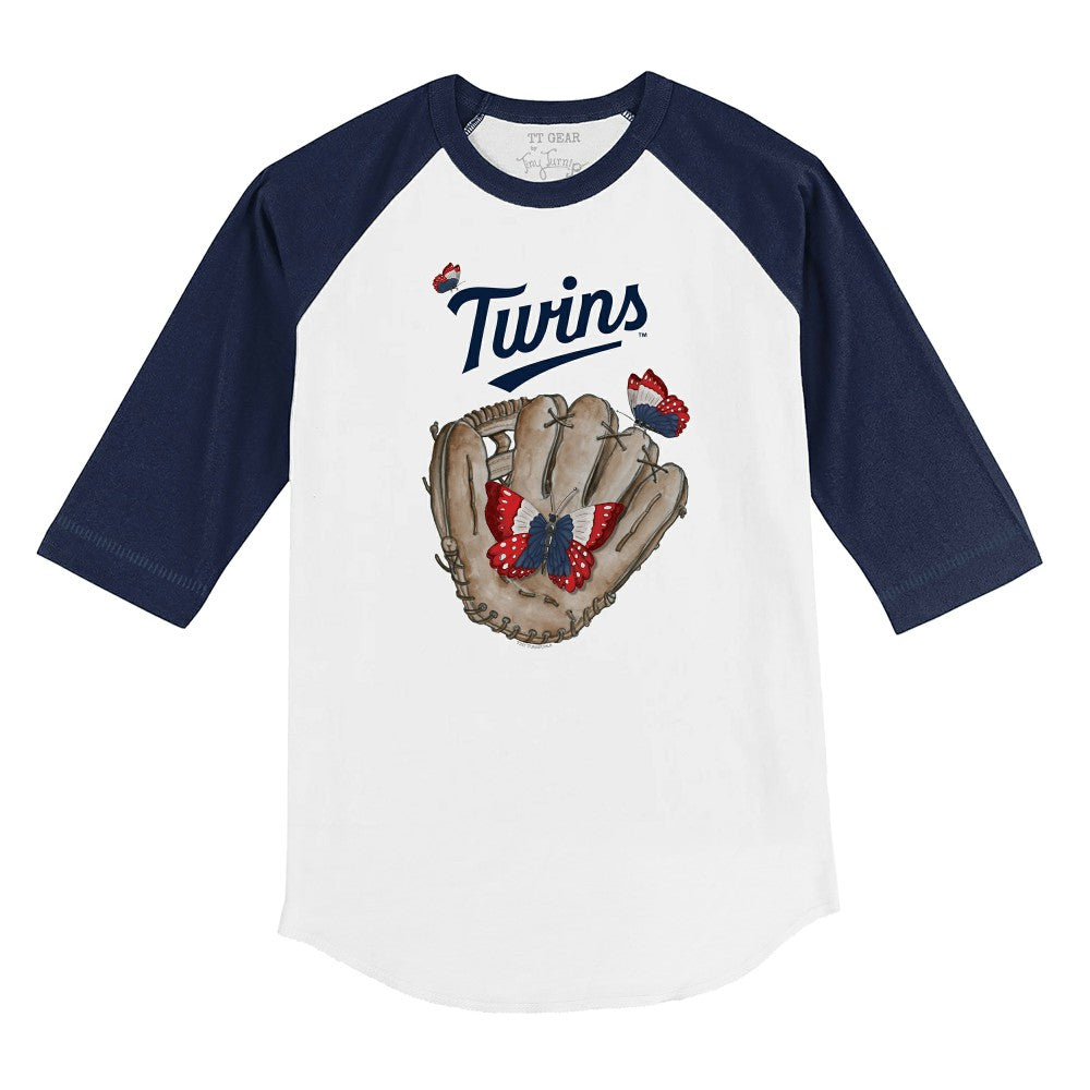 Minnesota Twins Tiny Turnip Youth Butterfly Glove 3/4-Sleeve Raglan T-Shirt - White/Navy T-shirts