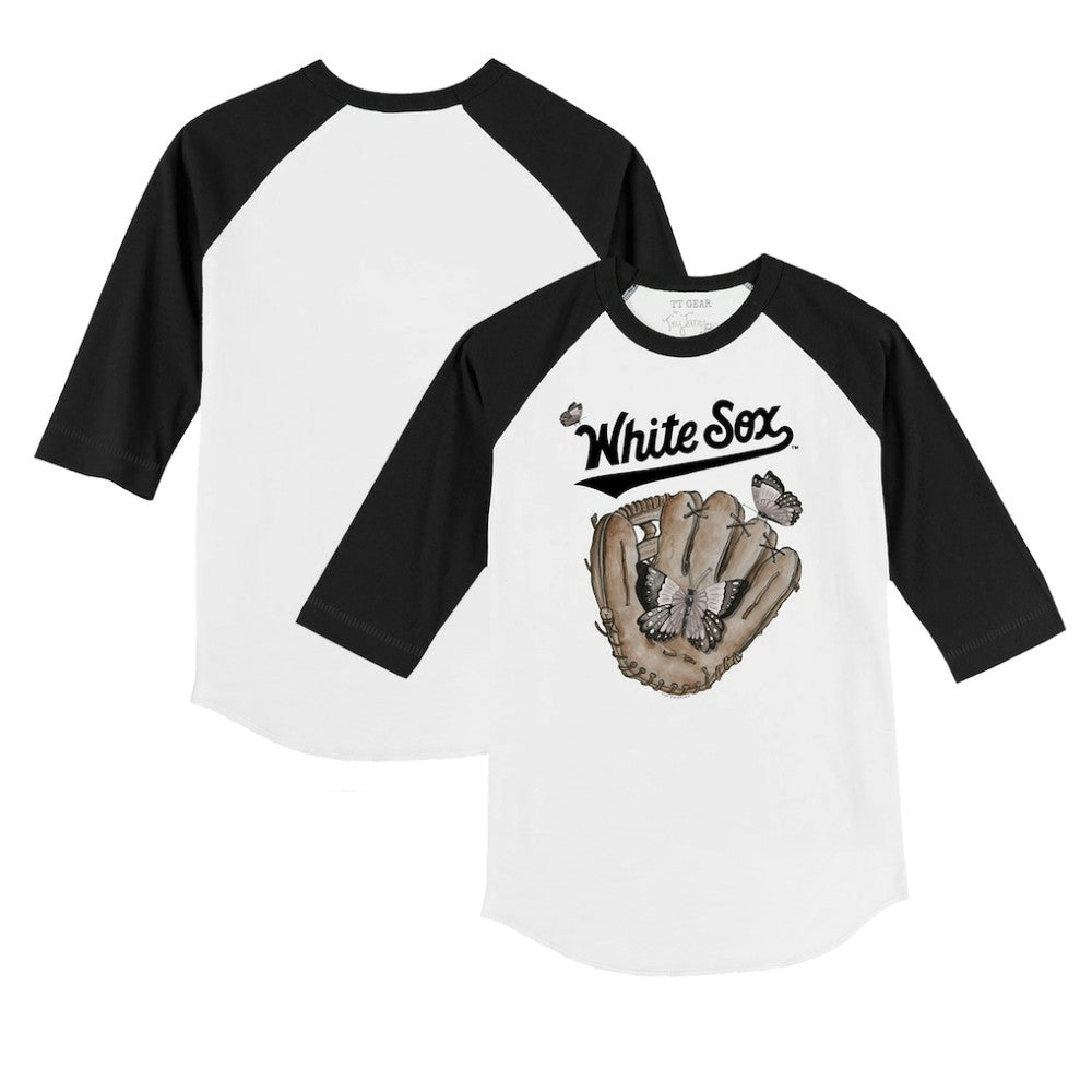 Chicago White Sox Tiny Turnip Youth Butterfly Glove 3/4-Sleeve Raglan T-Shirt - White/Black T-shirts