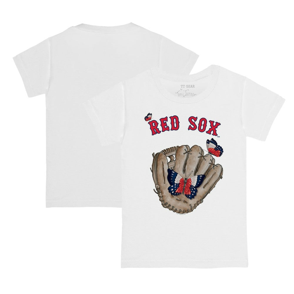 Boston Red Sox Tiny Turnip Youth Butterfly Glove T-Shirt - White T-shirts