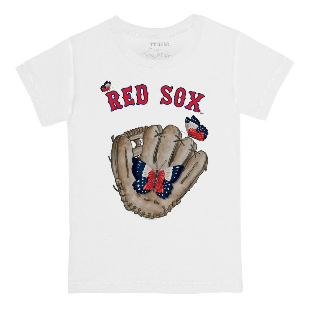 Boston Red Sox Tiny Turnip Youth Butterfly Glove T-Shirt - White T-shirts
