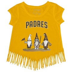 San Diego Padres Tiny Turnip Girls Youth Gnomes Fringe T-Shirt - Gold T-shirts