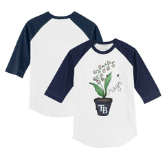 Tampa Bay Rays Tiny Turnip Youth Lilies & Ladybugs 3/4-Sleeve Raglan T-Shirt - White/Navy T-shirts
