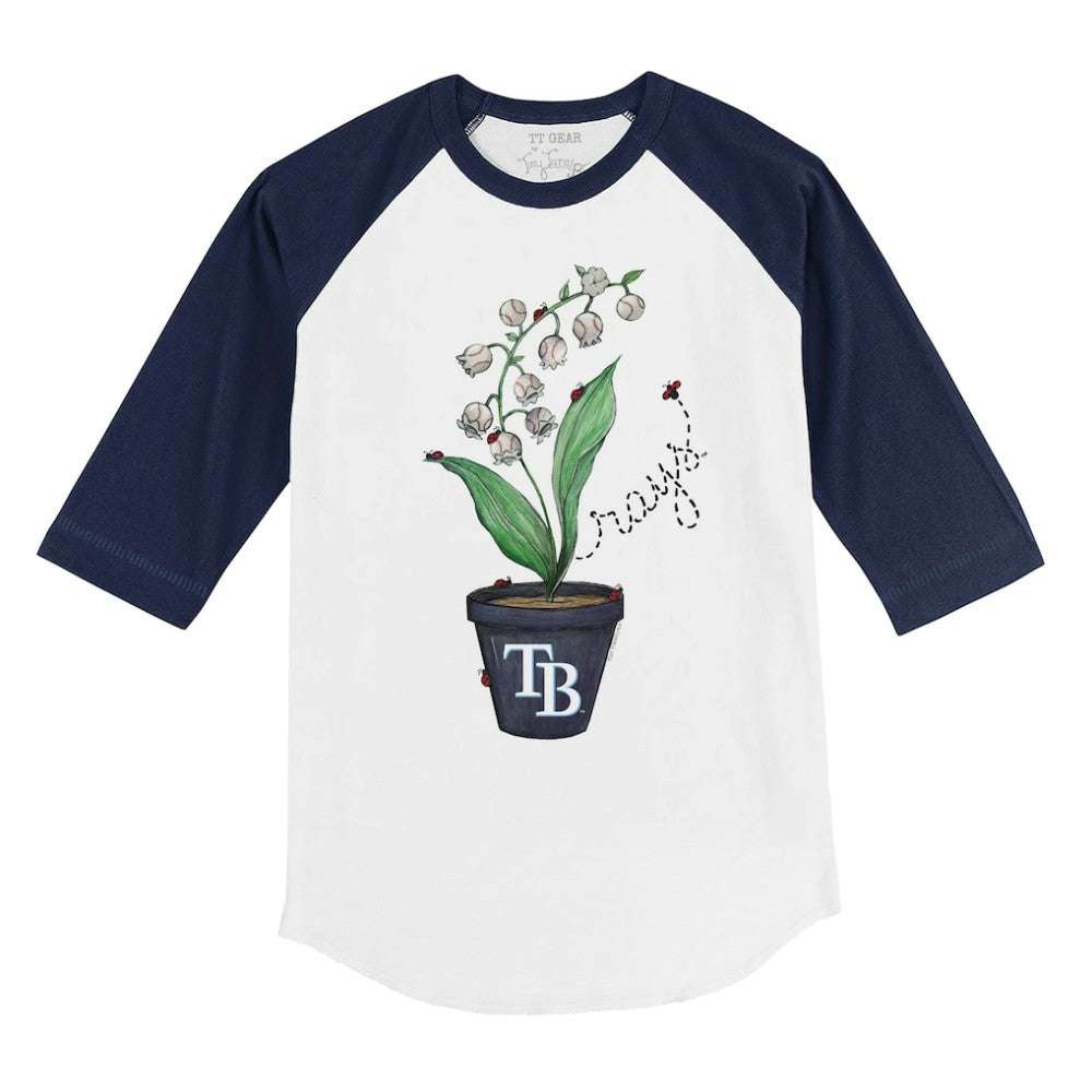 Tampa Bay Rays Tiny Turnip Youth Lilies & Ladybugs 3/4-Sleeve Raglan T-Shirt - White/Navy T-shirts